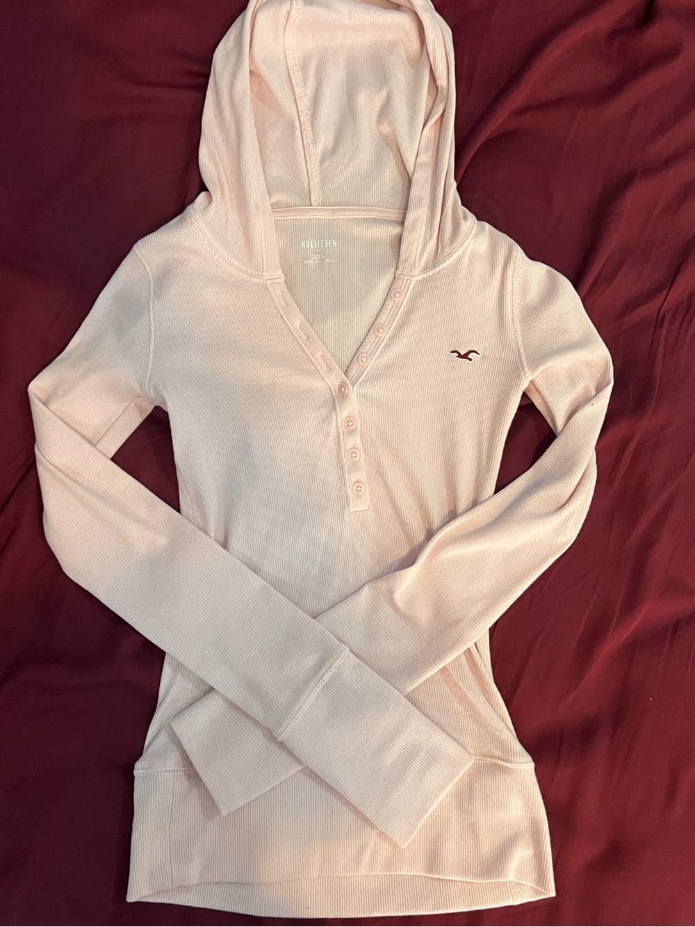 Hollister Long Sleeve Hooded Henley | Light Pink